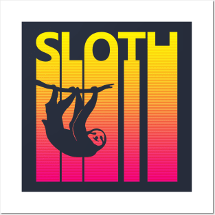 Vintage Retro Sloth Spirit Animal Gift Posters and Art